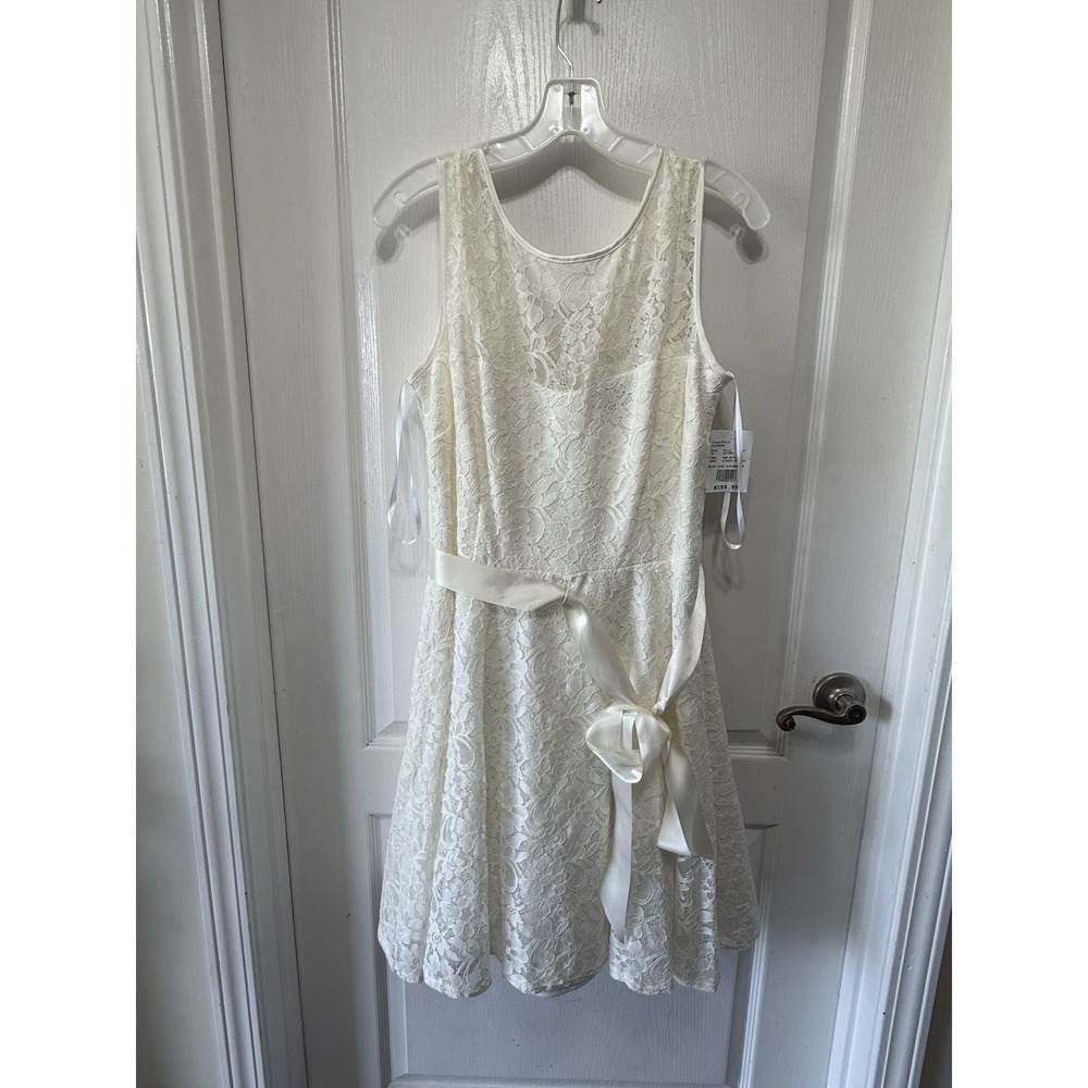 NWT Betsy & Adam Women's Lace Dress SZ 16 Ivory White Bridal Shower Or Wedding